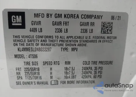 2022 Buick Encore Gx Awd Select z USA, uszkodzony, nr VIN KL4MMESL0NB033287